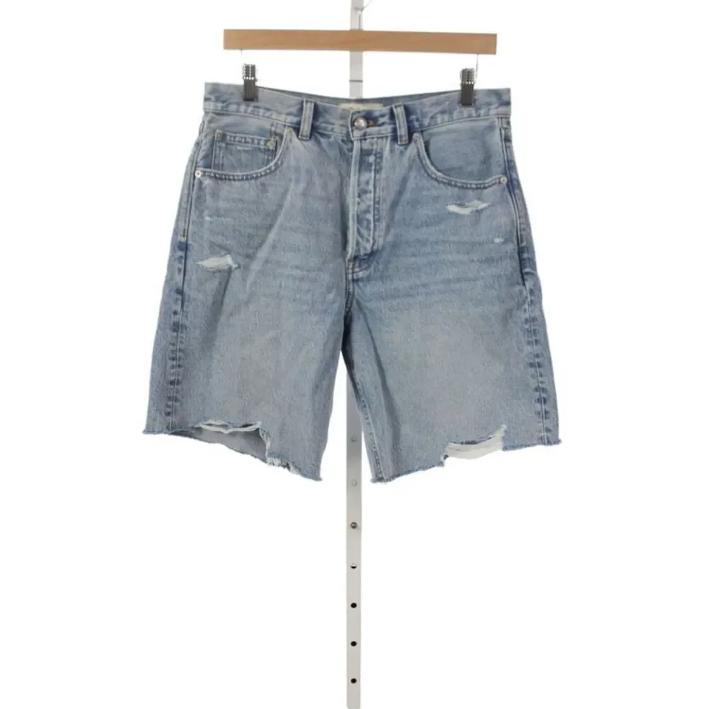 Madewell Women Cut-Off Blue Cotton Button Shorts 90s Size 27